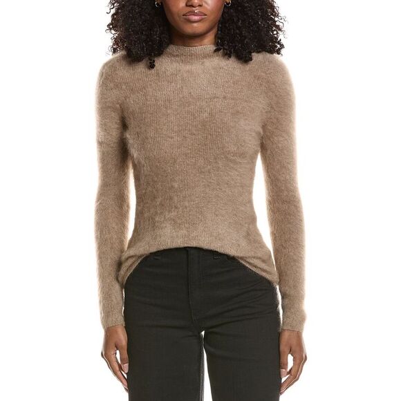 Elie Tahari WomensMock Neck Cashmere Sweater Brown